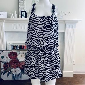 RACER BACK ZEBRA PRINT BLACK & WHITE DRESS ANIMAL PRINT DRESS